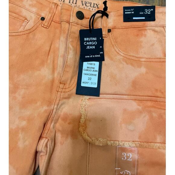 Si Tu Veux Brutini Cargo Jeans Tangerine Men’s Size 32 - Picture 3 of 8